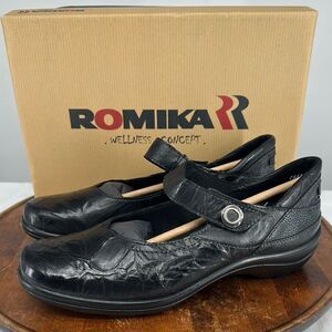 Romika Shoes Wm 41 (10) Cassie Black Leather Mary Jane Comfort Loafers